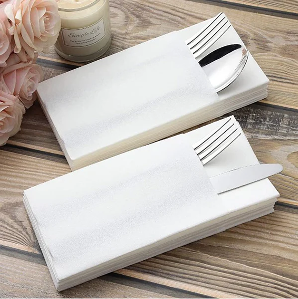 Servilletas Air-Laid Premium 40×40 1/8 F con bolsillo Blancas Bolsa 50 Un.NH2O de Eco NAPKIN - Imagen 6
