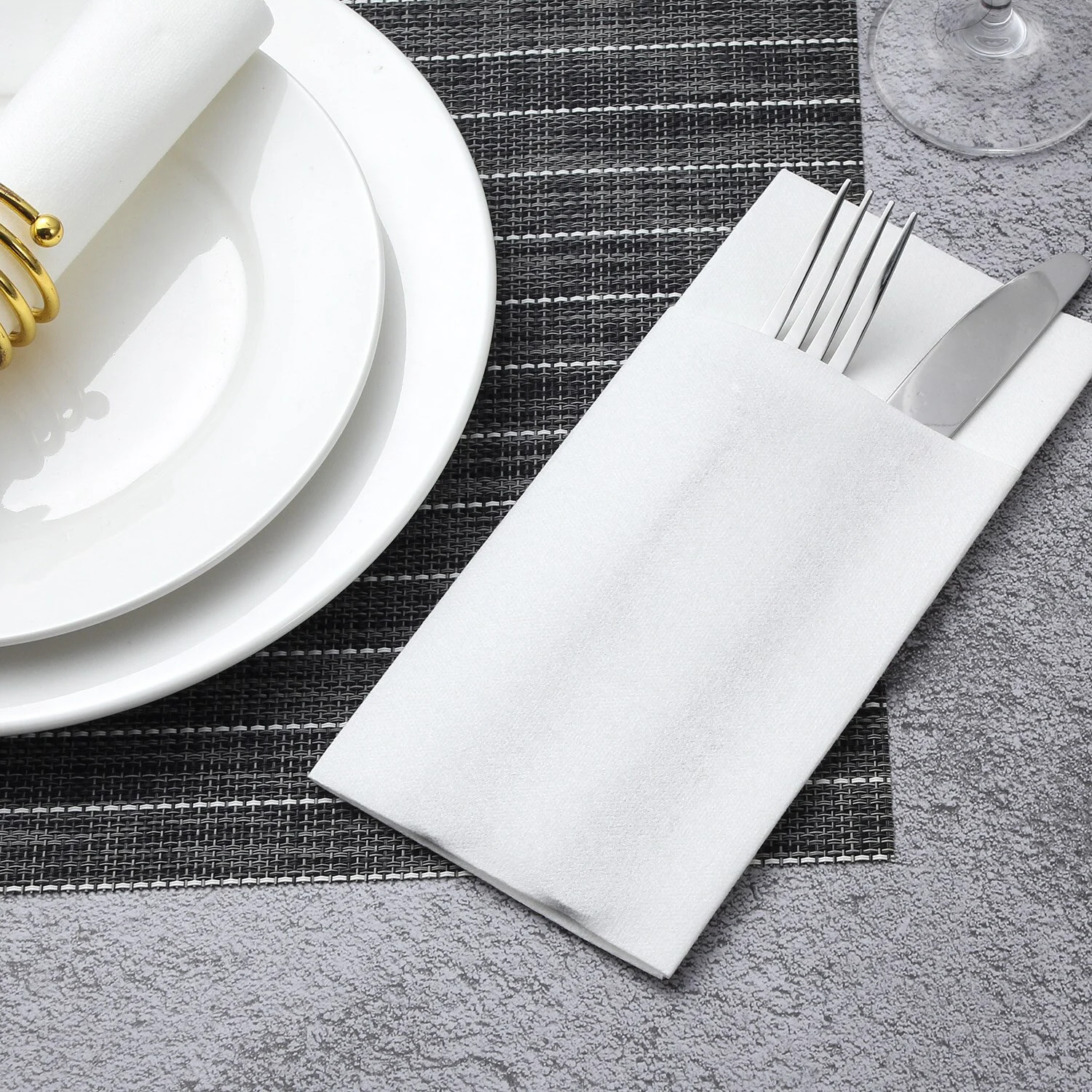 Servilletas Air-Laid Premium 40×40 1/8 F con bolsillo Blancas Bolsa 50 Un.NH2O de Eco NAPKIN - Imagen 9