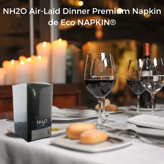 Servilletas Air-Laid Premium 40x40 1/8 F con bolsillo Negras NH2O de Eco NAPKIN